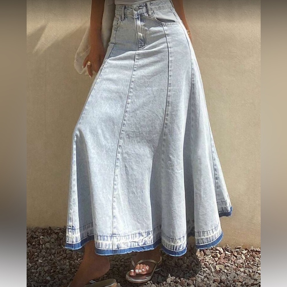 Light Blue Denim Maxi Skirt - Picture 5 of 5